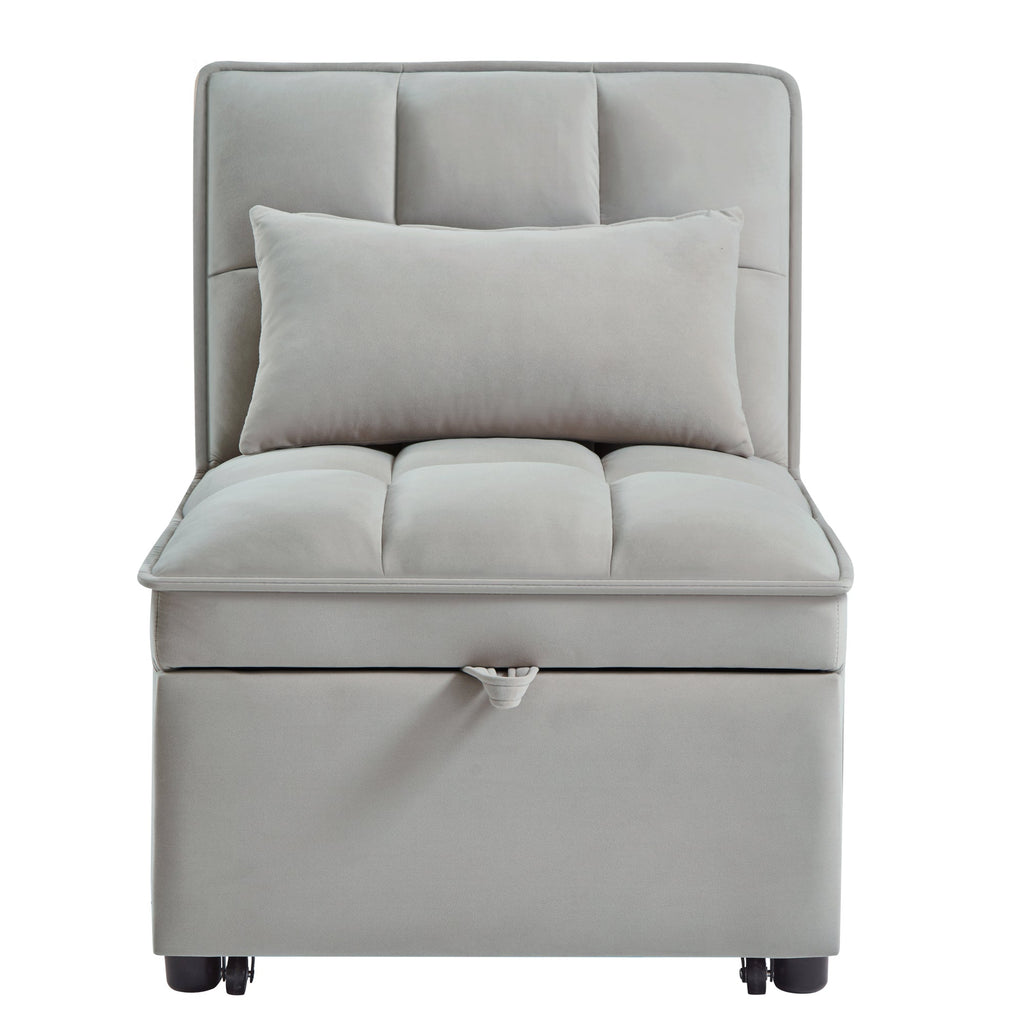 4 in 1 Multi-Function Single Sofa Bed with Adjustable Backrest - Gray
