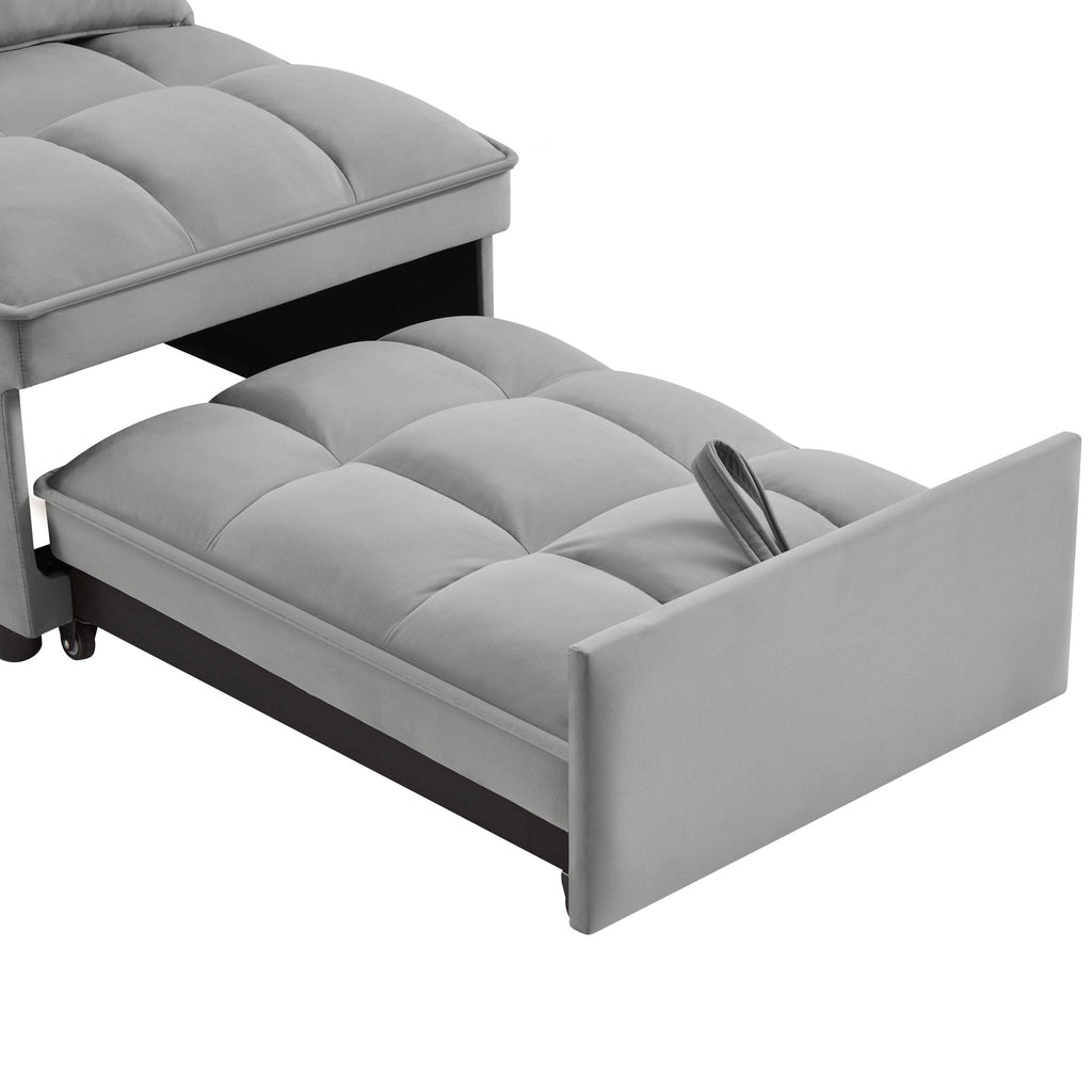4 in 1 Multi-Function Single Sofa Bed with Adjustable Backrest - Gray