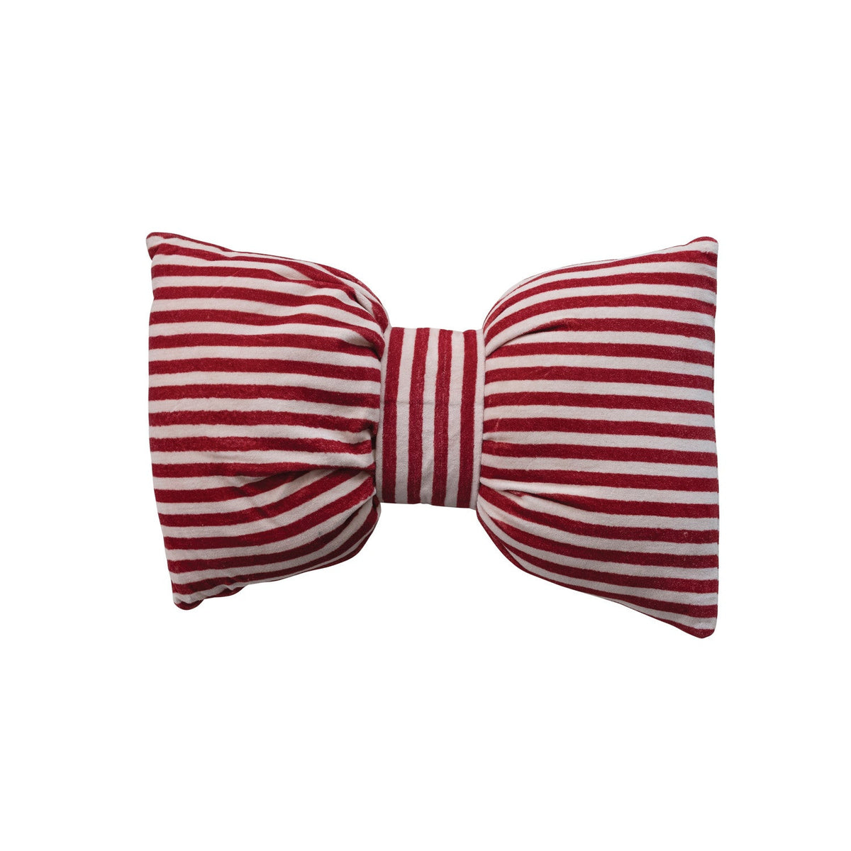 Bow Shaped Cotton Velvet Striped Lumbar Pillow